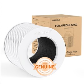AIRROMI A2002 HEPA Air Purifier Replacement Filter, 3-In-1 Original Filter, Remove 99.97% of 0.3 Micron Particle 1 Pack White Activated Carbon