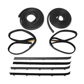 CNPAPC Front Door Window Run Sweep Felts Weatherstrip Seals Kit Set for Chevy GMC Truck