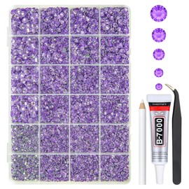 qiipii Amethyst Purple Crystal Resin Rhinestones w B7000 Jewelry Glue for Bedazzling Crafting 2mm 3mm 4mm 5mm 6mm Flatback Stones Diamonds Crystals Gems for Nails Face Makeup Tumblers Bottles Crafts