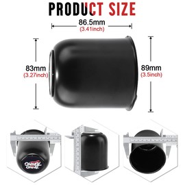 RTrhinotuning 4 PCS 3.27in Stainless Steel Trailer Wheel Center Caps for Truck SUV RV Rim Center Caps 3.41" Tall Matte Black Push Through Hub Cover