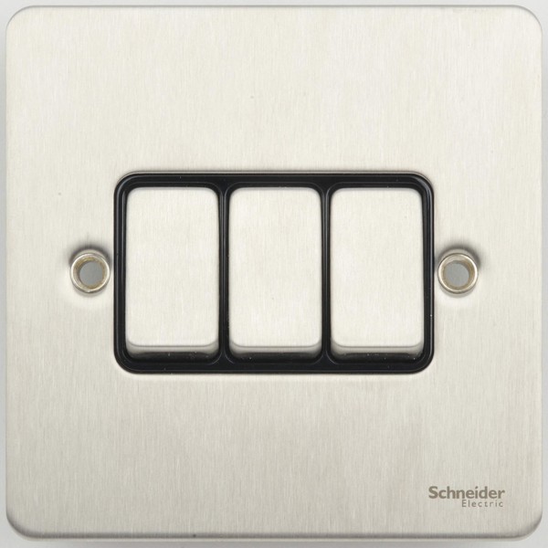 Schneider Electric Ultimate Flat Plate - 3 Gang 2 Way