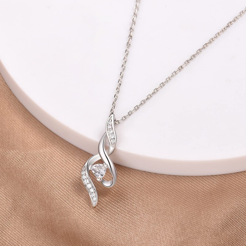 YLT Simple Smooth Line Knot Necklace 925 Sterling Silver Infinite