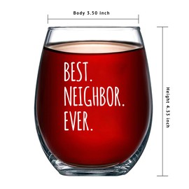Panvola Best Neighbor Ever Neighbor Gifts Housewarming Gifts Welcome New Neighbors Farewell Going Away Gift Stemless Wine Glass Clear Glasses For Red White Wine 17 oz