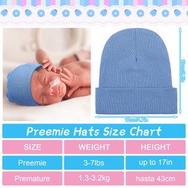 Newcotte 6 Pcs Preemie Baby Hats Cotton Preemie Caps Warm Preemie Beanie Premature Baby Hospital Hats Preemie Hats NICU for Preemie Boys Girls