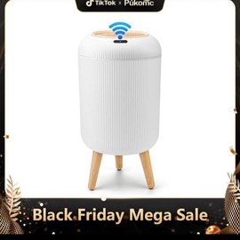 Pukomc Smart Induction Waterproof Trash Bins for Bathroom and Kitchen, Nordic Style - Style: 1pc Motion Sensor