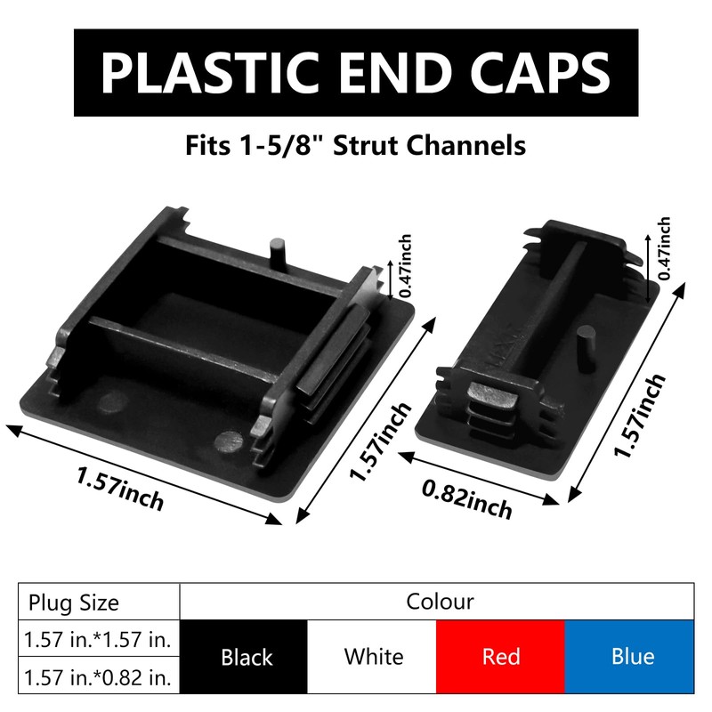 SIHAI 50-Pack 1-5/8 Inch Strut Channel End Caps - Square