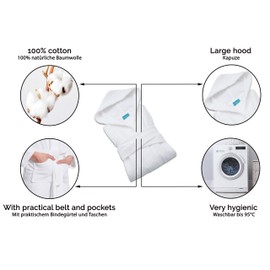 ZOLLNER 022 Children's Bathrobe with Hood 100% Cotton White, White