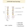 Pearl Earrings for Women, 14k Gold Plated Trendy Diamond Pearl