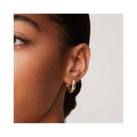 Kawlxpp 14k Gold Plated Small Chunky Lightweight Hoop Earrings For Women (Gold)