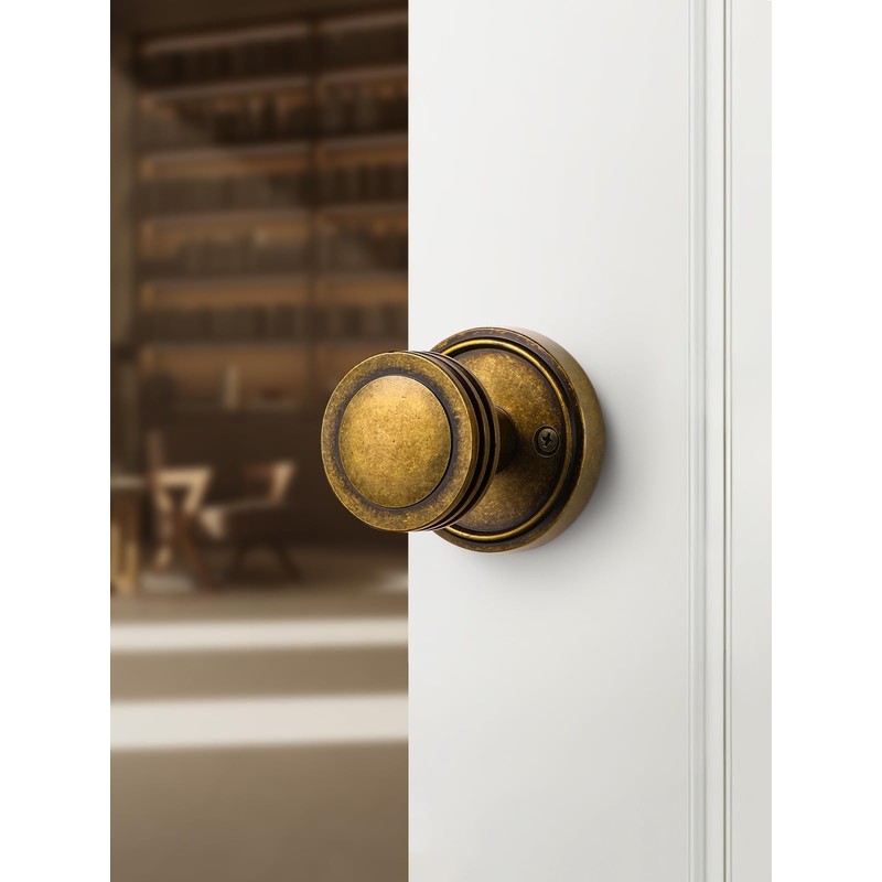 SORWDUERM 2 Pack Antique Brass Bronze Door Knobs Passage Door