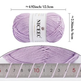 NICEEC 4 Skeins Soft Baby Yarn 100% Cotton Yarn for Crochet Knitting 4 Ply Yarn Blanket Yarn for DIY Craft Fingering Weight Yarn Total Length 4×175yds/4×50g-Color 11
