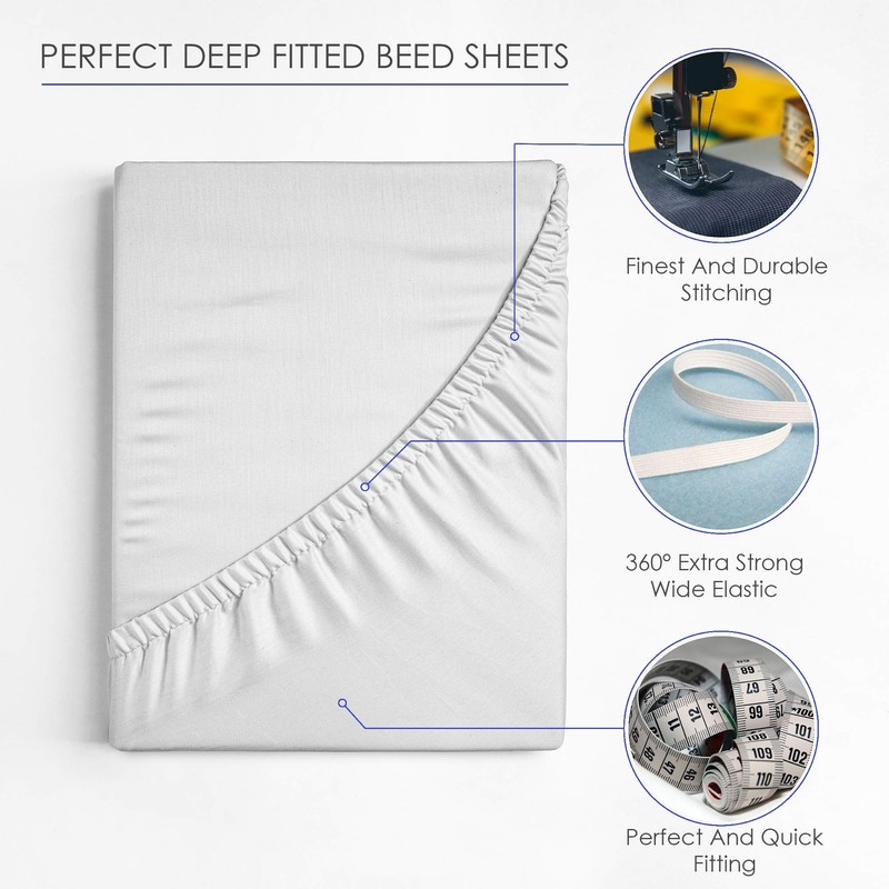 LUXURANGE Non Iron Double Bed Fitted Sheet 100% Poly Cotton