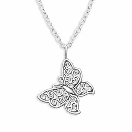 Monkimau Women's Necklace with Butterfly Pendant Made of 925 Sterling Silver Butterfly Necklace Silver Women Charm Chain Jewellery Gifts for Children Girls Women, Stainless Steel