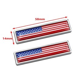 PTDecals 58 mm x 14 mm Size Small Rectangle Metal Car Sticker 3D America Flag Emblem National Signs USA US Coloured Flag Badge Graphic Sticker for Racing Car Kits Hood Trunk Skirts Pages
