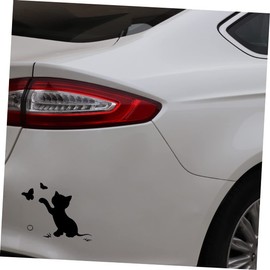 TEHAUX Pet Friendly Car Sticker 4 Pack of Black/White Flapping Cat Car Decals to Hide Scratches Add Charm