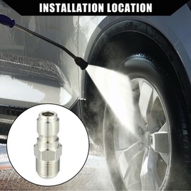 Hihaha Pressure Washer Coupler/Outer Male Washer Gun Adapter Universal for Car/Durable Stainless Steel 3/8" / 1 Pcs Silver Tone