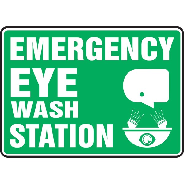 Accuform MFSD544VA Aluminum Safety Sign, Legend "Emergency Eye WASH Station"
