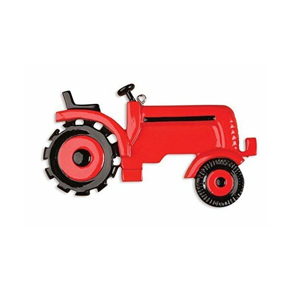 PolarX Red Tractor Personalized Christmas Tree Ornament