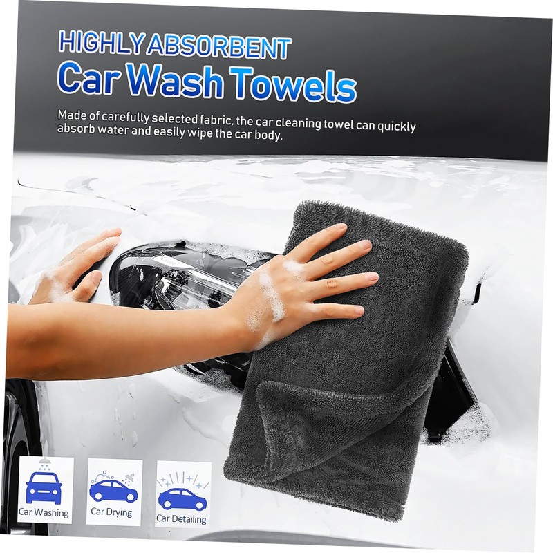 Alipis Thickened Car Wash Towels Dual Sided Drying Cloths for