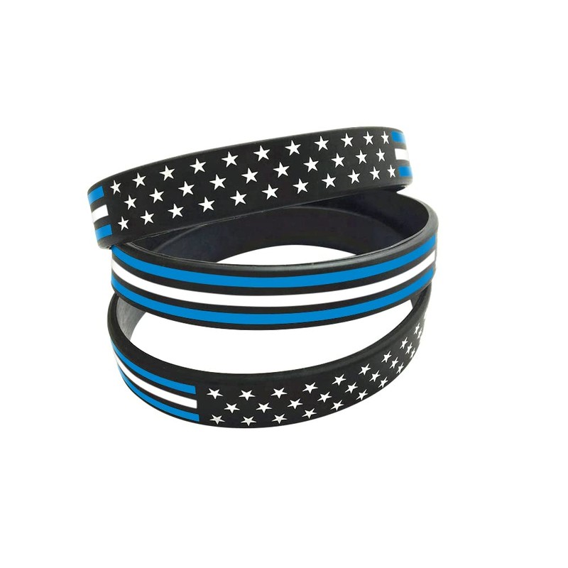 Great 1 Thin White Line American Flag Silicone Stretchable Bracelet