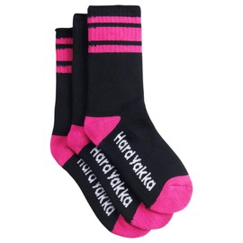 6 Pairs X Hard Yakka Womens Bamboo Work Socks Black/Pink 3-8 Crew Socks