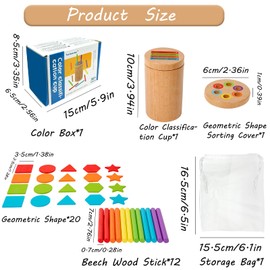 Felicify Montessori Toys for 1-3 Year Old, Wooden Colour Sorting Toys, Wooden Color Sorting Sensory Toys, Fine Motor Developmental, Educational Toys for Boys Girls (2-in-1)