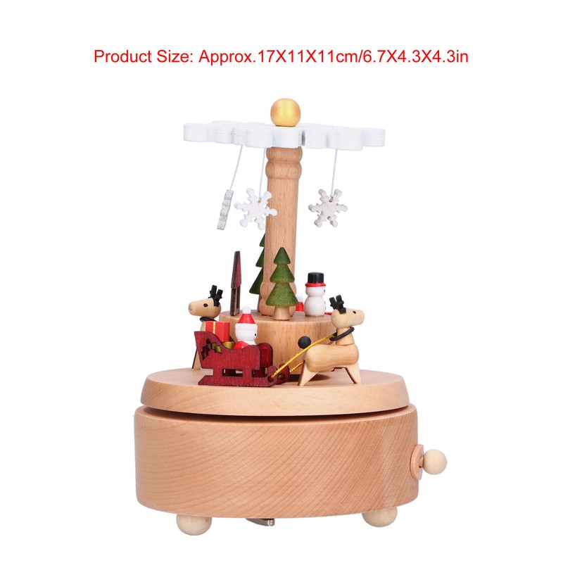 Wooden Music Box Snowflake Decor Wood Grain Texture Beautiful Sound