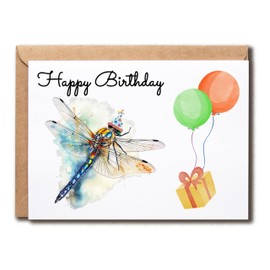 SNMDesigns Cute Dragonfly Card - Humor Birthday Greeting - Congrats Dragonfly Card - Blank Inside Card - Bday Wish Dragonfly Card