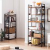 HCHQHS Adjustable 6 Tier Open Bookcase, Rustic Farmhouse Book Shelves,