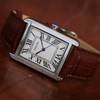ERIKSEN Womens Vintage Retro Rectangular Silver Analog Quartz Dress Watch