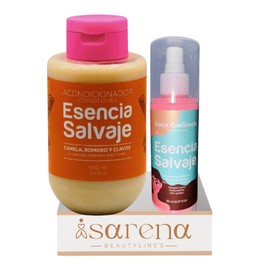 Isarena Beautyline´s - 2 pack Perfume Capilar Esencia Salvaje Aroma Coco Caramelo y Acondicionador romero y clavos 500ml - Hair Perfume 150ml hidratacion crecimiento y fortalecimiento capilar