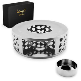 heimzeit Tea Warmer for Teapots and Coffee Pots Made of High-Quality Stainless Steel [Diameter 15 cm, Silver] Tea Cosy with Tea Light Holder in Stylish Design, Tea Warmer Scratch-Free and for All