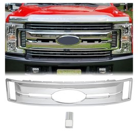 HECASA Grille Overlay Compatible with 2017-2019 Ford Super Duty F250 F350 F450 XL XLT Chrome Snap On Bumper Grill Cover Overlay W/Swelling Binder (NOT A Replacement)
