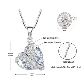 Oskani Butterfly Flower Birthstone Necklace for Women, 925 Sterling Silver 5A Cubic Zirconia Heart Pendant Jewelry, Anniversary Birthday for Wife Mom Her, Cubic Zirconia, Cubic Zirconia