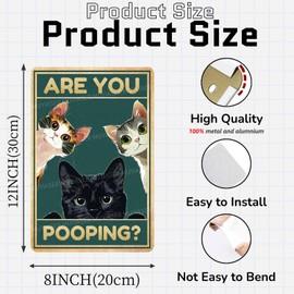 MUYIASER Metal Signs Cats Are You Pooping Vintage Signs Retro Aluminum Tin Sign for Toilet Washroom Garden Home Bar Cafe Decor 8x12 Inch