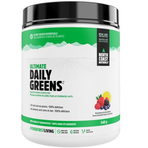 North Coast Naturals Ultimate Daily Greens Powder (Two New Flavours!), Natural Mixed Berry & Citrus / 540g