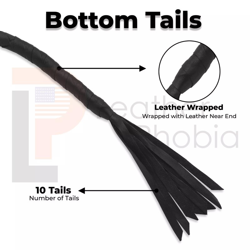 Leather Phobia 36" Leather Motorcycle Get Back Whip for Handlebar