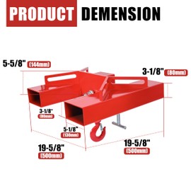 KUAFU Universal Forklift Lifting Hook 6600 LBS Capacity Forklift Lifting Hoist with Swivel Hook and 2 T-Screws (Red, Steel, Powder Coated)