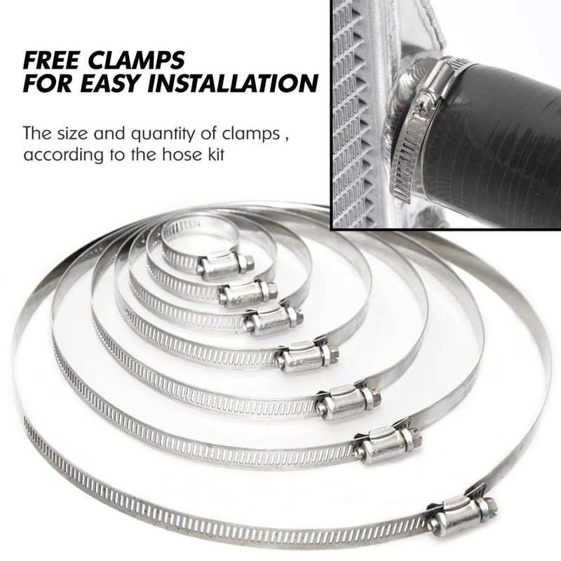 G-PLUS Silicone Radiator Coolant Hose Pipe Kit w/Clamps Compatible with