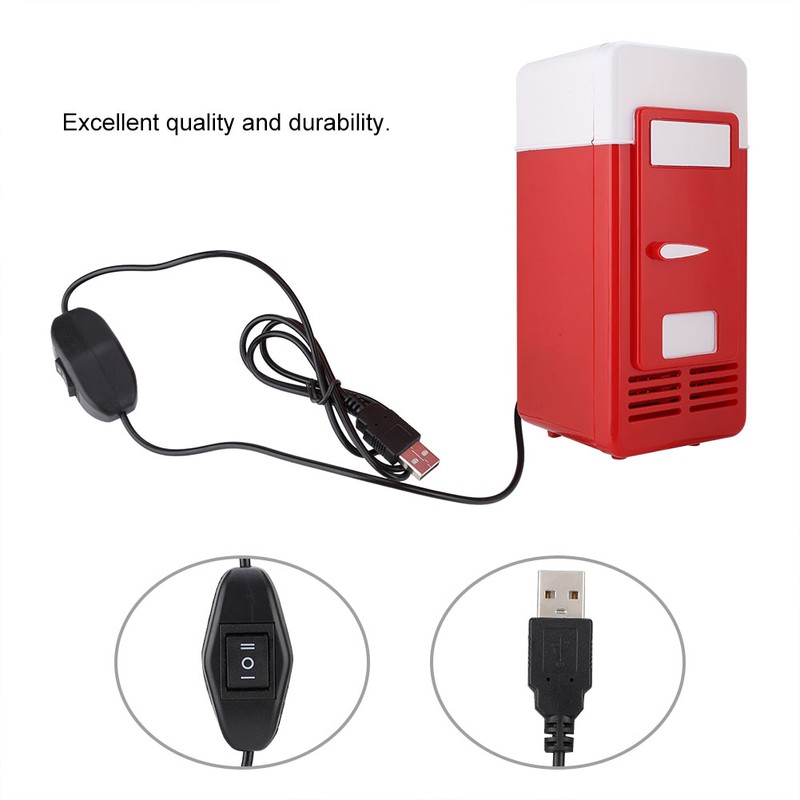 PC USB Mini Refrigerator Fridge Beverage Drink Can Cooler Warmer