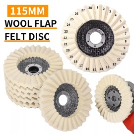 Unbranded 115MM Wool Felt Flap Disc Finishing Wheel Buffing Pads For Metal Glass Wood 2x