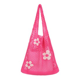 Ovida Crochet Tote Bag Mesh Beach Bag Fairycore Hobo Fairy Grunge Aesthetic Shoulder Bag Y2k Purse for Women Girls