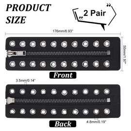 PH PandaHall 2 Pairs Leather Lace-in Boot Zipper Inserts, 6.9 x 2 Inch Eyelets Zipper Boot Laces Black 10 Holes No Tie Shoe Laces for Adults Men Women Tieless Shoe Sneakers Laces Repair DIY, Black,