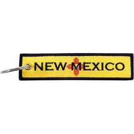 Luso Aviation - Llavero con bandera del estado de Nuevo México, 100% bordado, Amarillo, Universal