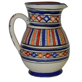 Moroccan Pitchers Sangria Handmade Ceramic Carafe Beverage Dispenser Jar Cooler Easy Pour 58 oz