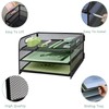 Paper Letter Tray with Handle, 3 Tier Metal Mesh Desk
