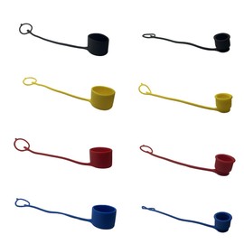 4Sets Rubber Dust Caps/Plugs For 3/4SAE Flat Face Hydraulic Bobcat Skid Steer Quick Couplers (Red,Yellow,Black,Blue)