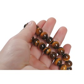 [SmileStone] High Quality 3A Yellow Tiger Eye Stone Yellow Tiger Eye Round Ball 0.3 inch (8 mm), Sold in 1 Row (Approx. 15.0 inches (38 cm), Natural Stone, Power Stone Beads (0.3 inches (8 mm)