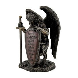 Veronese Resin Statues Praise Be To The Lord My Rock Kneeling Warrior Angel Statue 6 X 8 X 4.5 Inches Brown