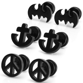 JewelrieShop Men Jewelry Set Huggie Earrings Hinged Hoop Dangle Earrings, Stainless Steel, Hypoallergenic, Urban Hoop Earrings